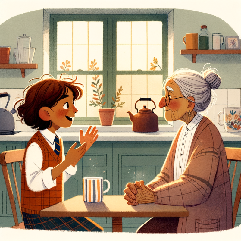 Edie talking at breakfast